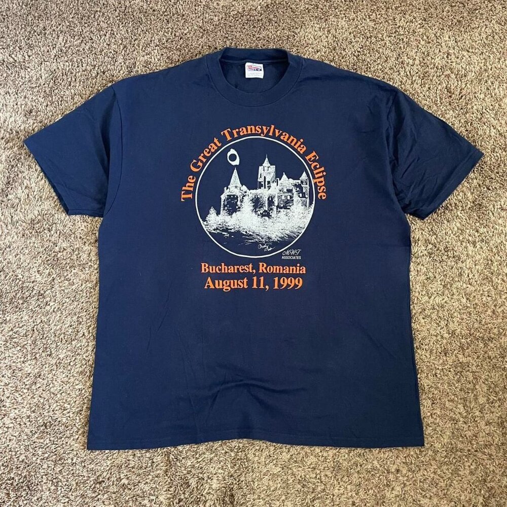 Vintage 90s The Great Eclipse Hanes Beefy Navy XXL Retro Grunge Casual
